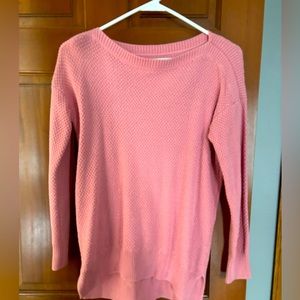 Pink Waffle-Stitch Cotton Sweater